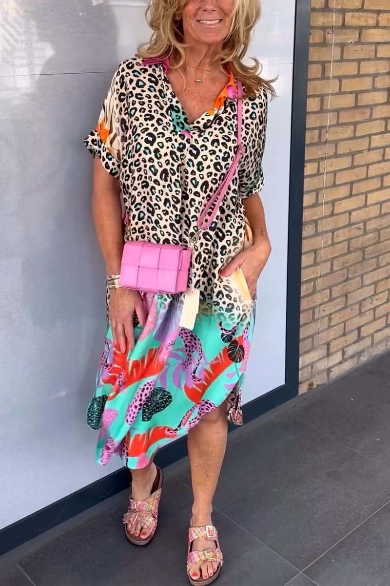Warmes Freizeitkleid mit Leopardenmuster für dich