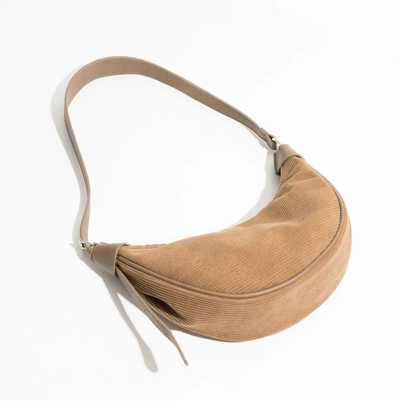 Cord Schultertasche mit Verstellbarem Trageriemen und Reißverschluss