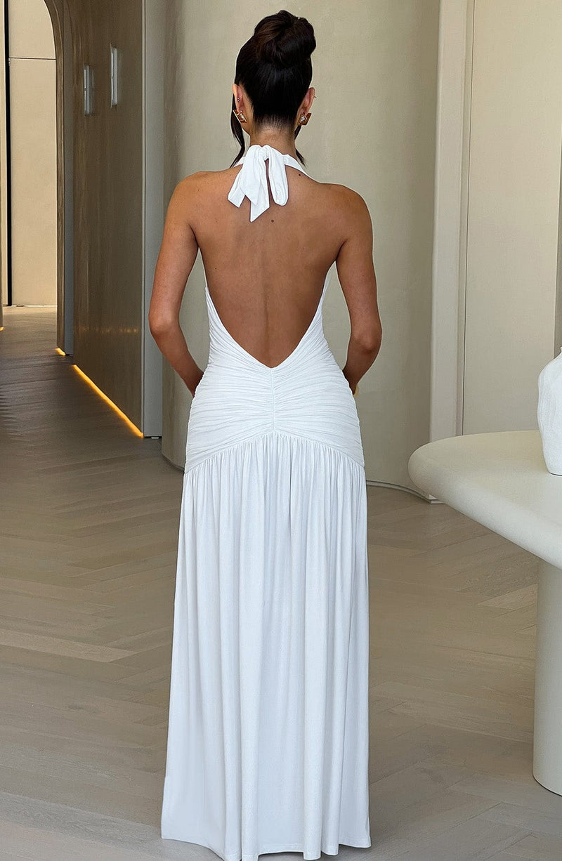 Elegantes Maxikleid Mit Rückenausschnitt Und Knoten