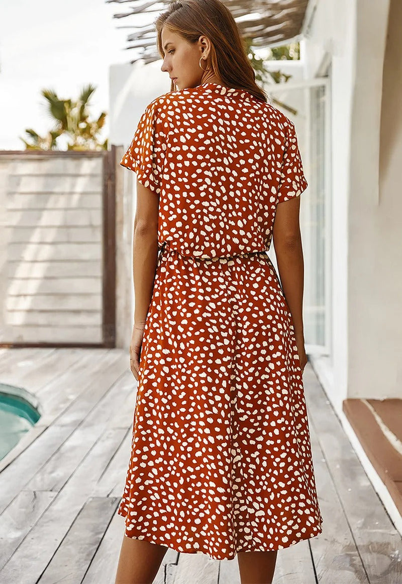 Bequemes Casual Kleid | Gepunktetes kurzärmeliges Sommerkleid für dich