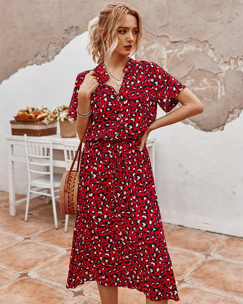 Bequemes Casual Kleid | Gepunktetes kurzärmeliges Sommerkleid für dich