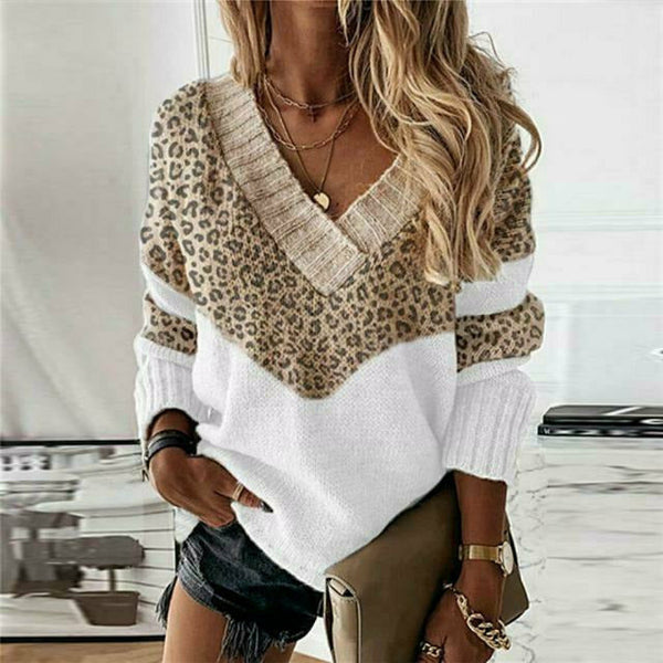 Beryl – Patchwork-Pullover mit Panthermuster