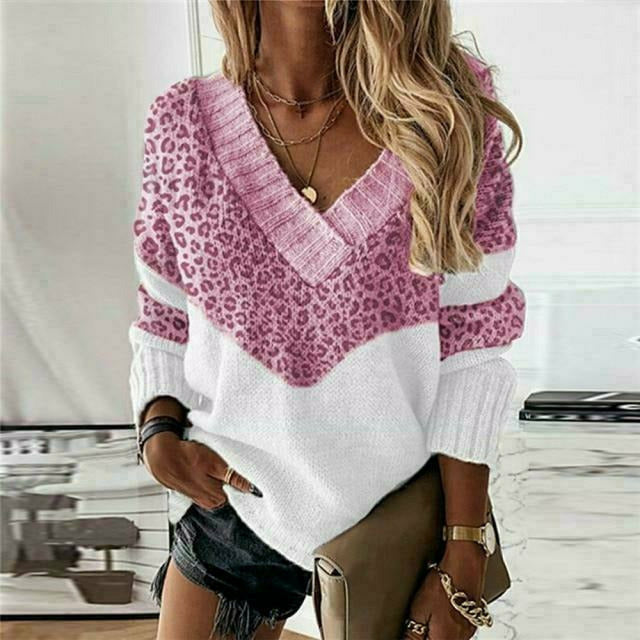 Beryl – Patchwork-Pullover mit Panthermuster