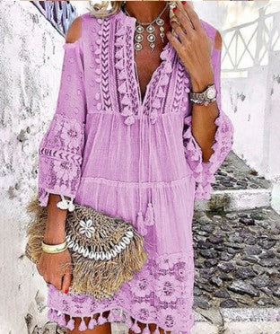 Bigr - Midikleid mit Fransen und Spitze