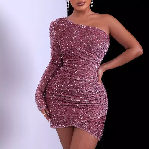 Elegantes Heidi -Paillettenbesetztes Minikleid für Feste