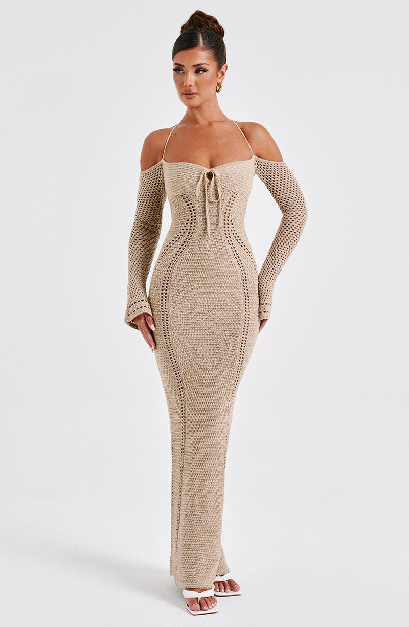 Elegantes Beige Maxi Kleid für Jeden Anlass