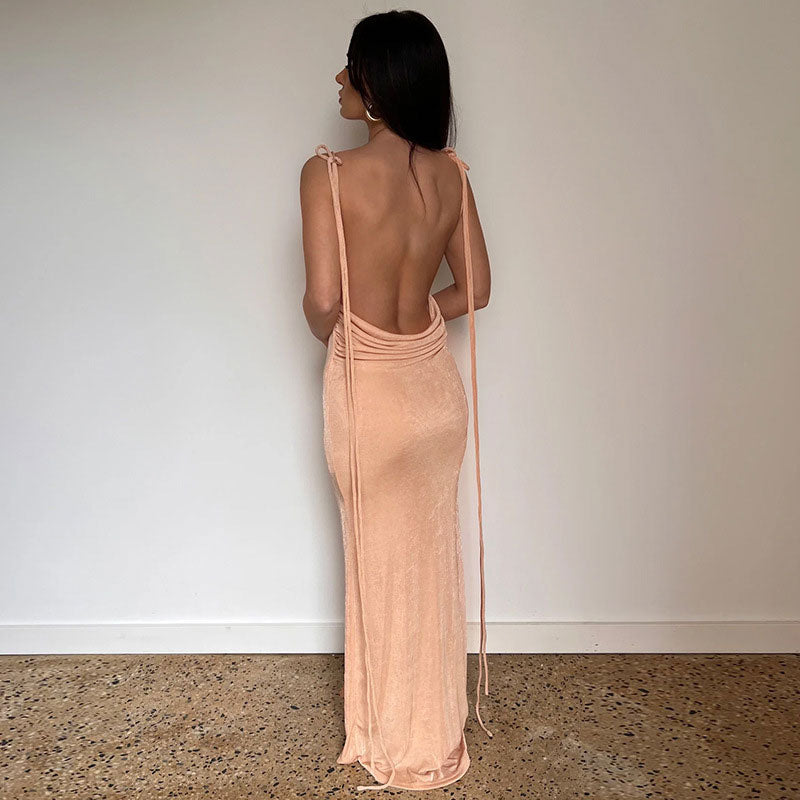Elegantes Maxikleid mit Wasserfallausschnitt