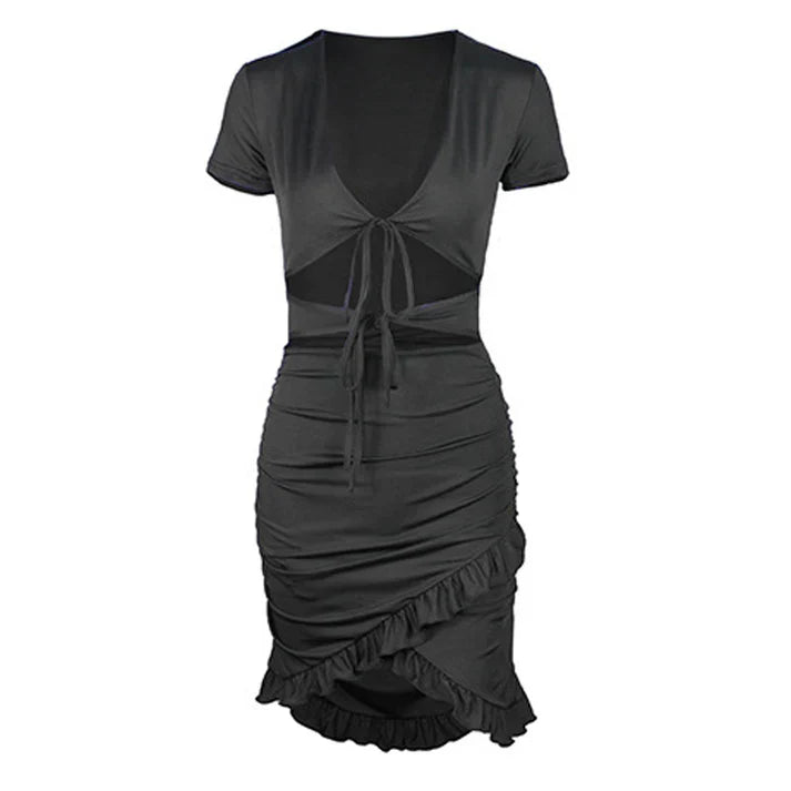 Elegantes Heidi -Gerafftes Minikleid mit Schnürdetail