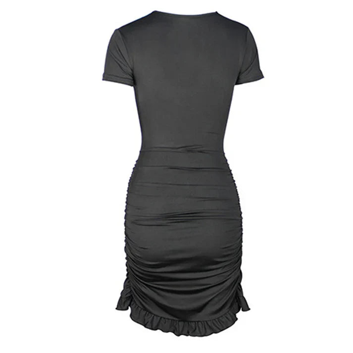 Elegantes Heidi -Gerafftes Minikleid mit Schnürdetail