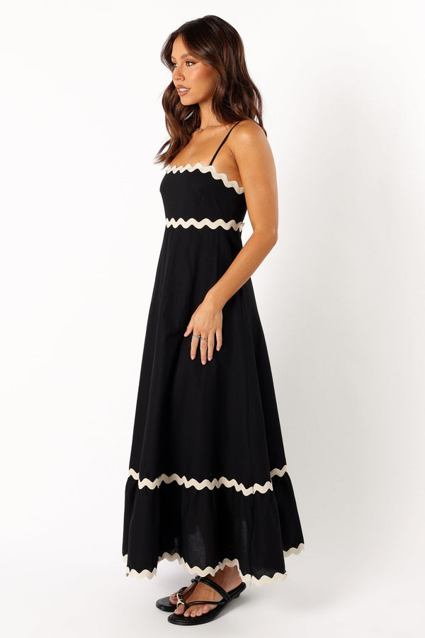 Elegantes Schwarzes und Weißes Langes Kleid