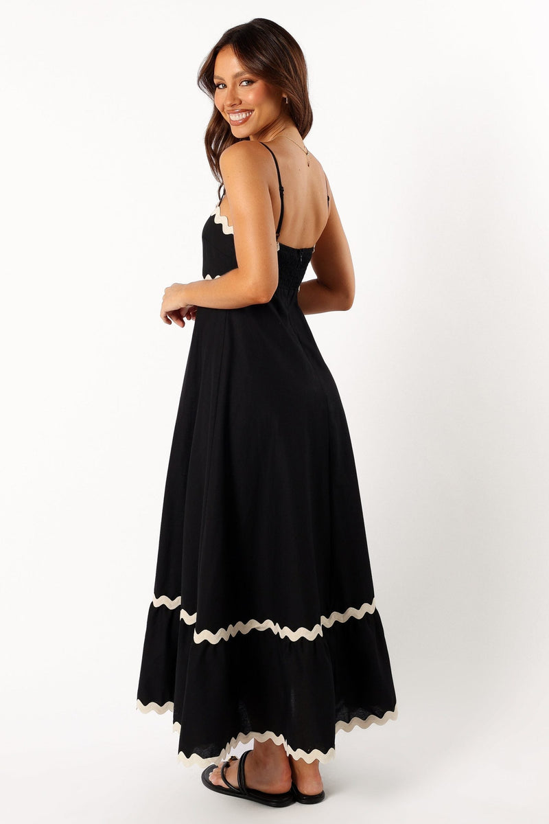 Elegantes Schwarzes und Weißes Langes Kleid