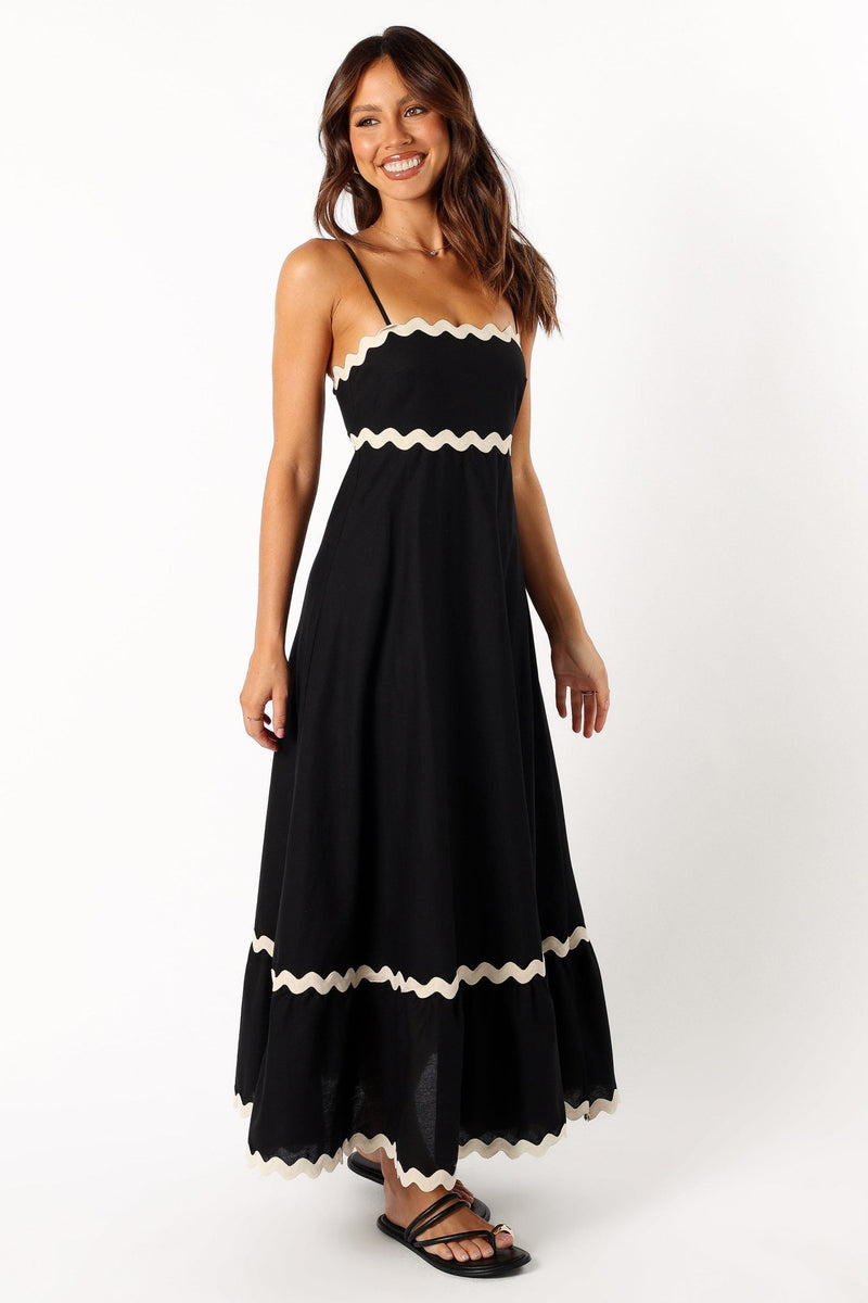 Elegantes Schwarzes und Weißes Langes Kleid