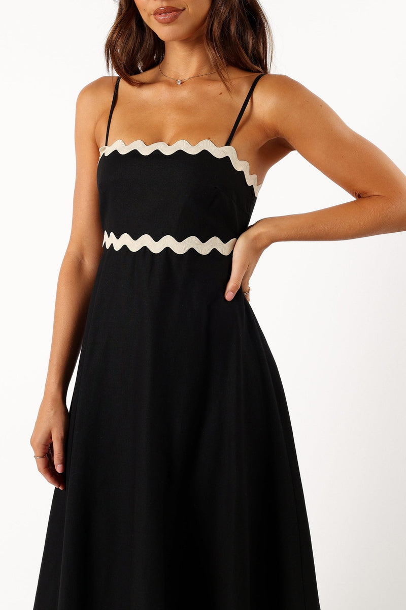 Elegantes Schwarzes und Weißes Langes Kleid