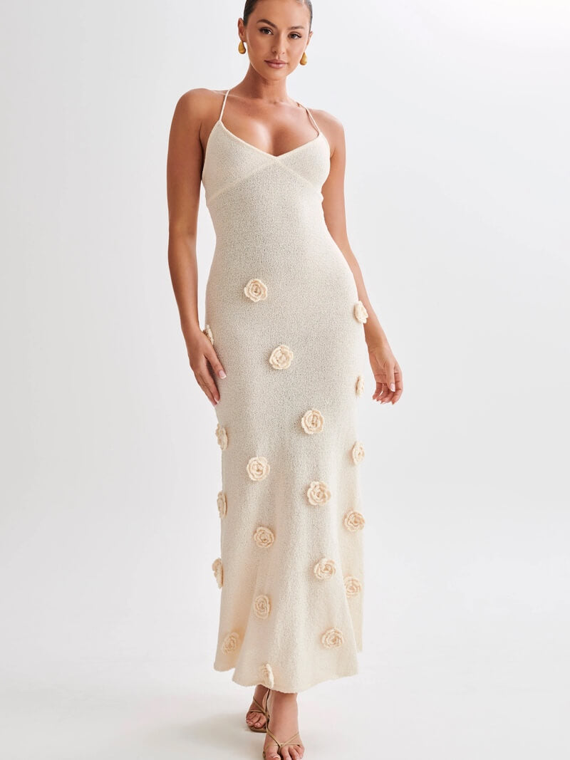 Elegantes Maxikleid mit Rosen Druck für den Sommer