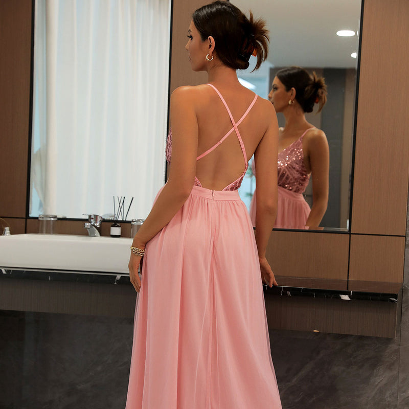 Elegantes Rückenfreies Kleid mit Pailletten