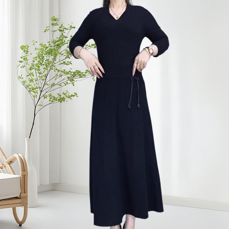 Langer elastischer Rock mit hoher Taille – bequem und warm