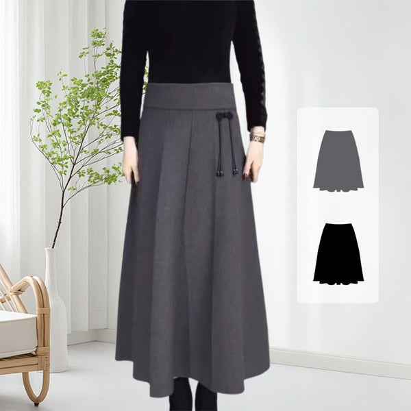 Langer elastischer Rock mit hoher Taille – bequem und warm