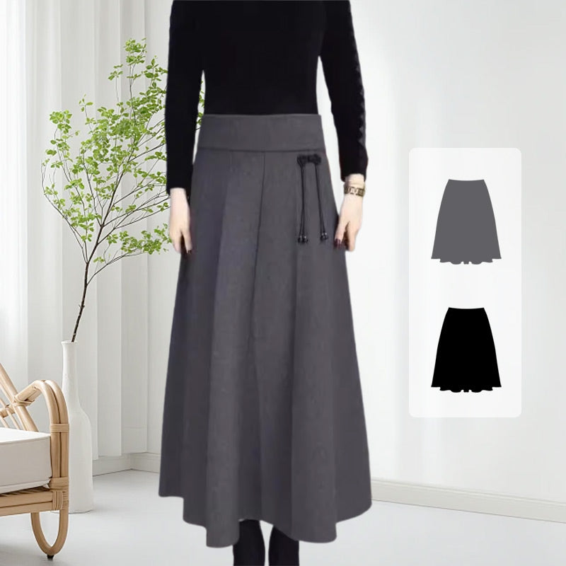 Langer elastischer Rock mit hoher Taille – bequem und warm
