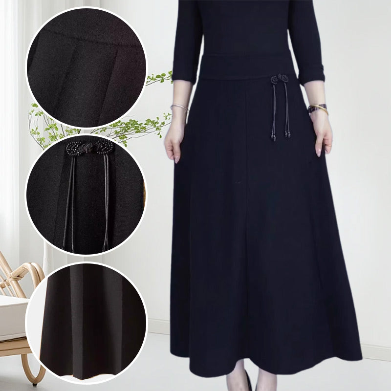 Langer elastischer Rock mit hoher Taille – bequem und warm
