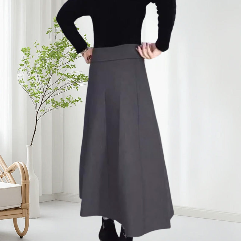 Langer elastischer Rock mit hoher Taille – bequem und warm