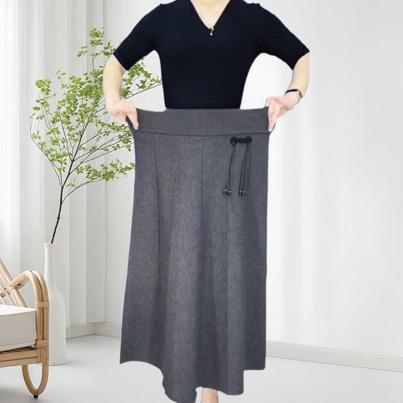 Langer elastischer Rock mit hoher Taille – bequem und warm