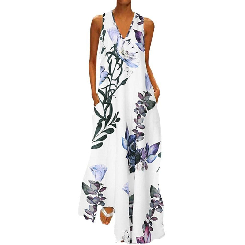 Schönes Kleid mit groayen Blumen für den Sommer