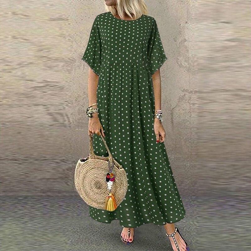 Elegantes Maxikleid mit Tupfen für den Sommer
