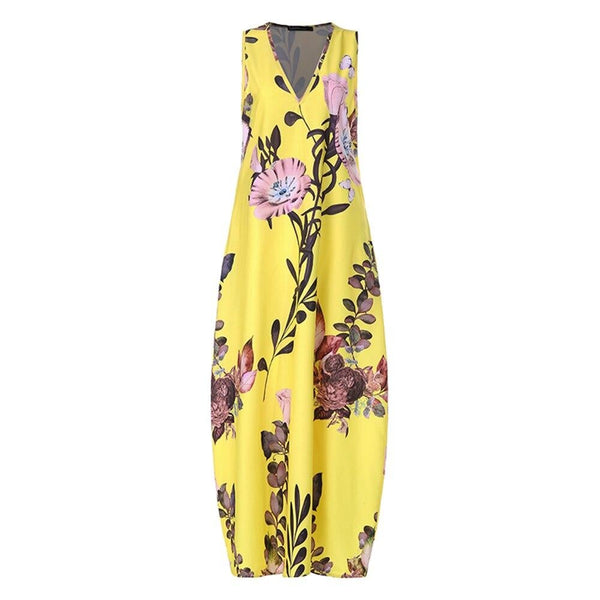 Schönes Kleid mit groayen Blumen für den Sommer