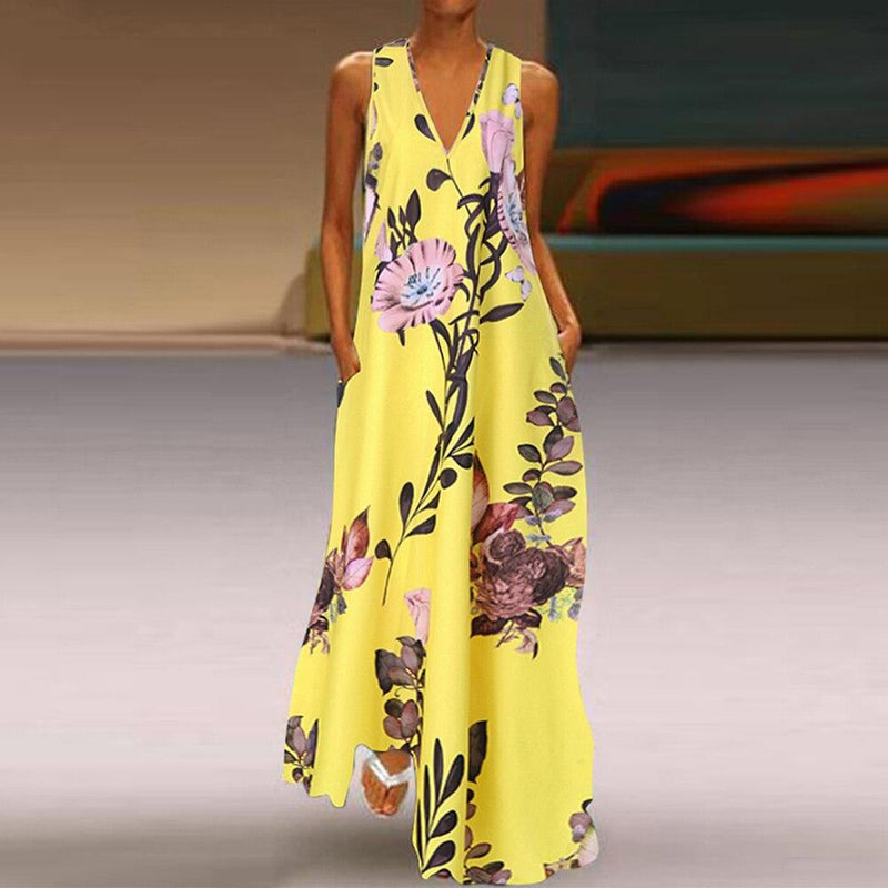 Schönes Kleid mit groayen Blumen für den Sommer