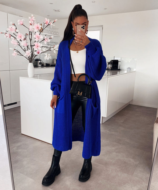 Lang Royalblau Weicher Hoodie Für Alle Größen