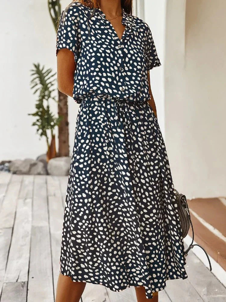 Bequemes Casual Kleid | Gepunktetes kurzärmeliges Sommerkleid für dich