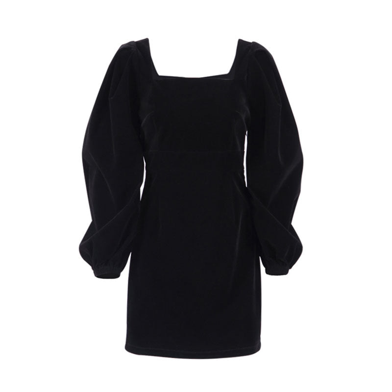 Elegantes Heidi -Samt Mini Kleid mit Puffärmeln