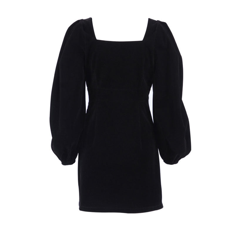 Elegantes Heidi -Samt Mini Kleid mit Puffärmeln