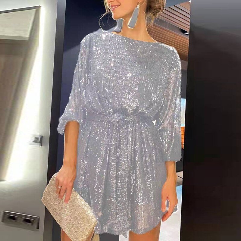 Glitzerndes Heidi -Mini Festkleid Für Feste