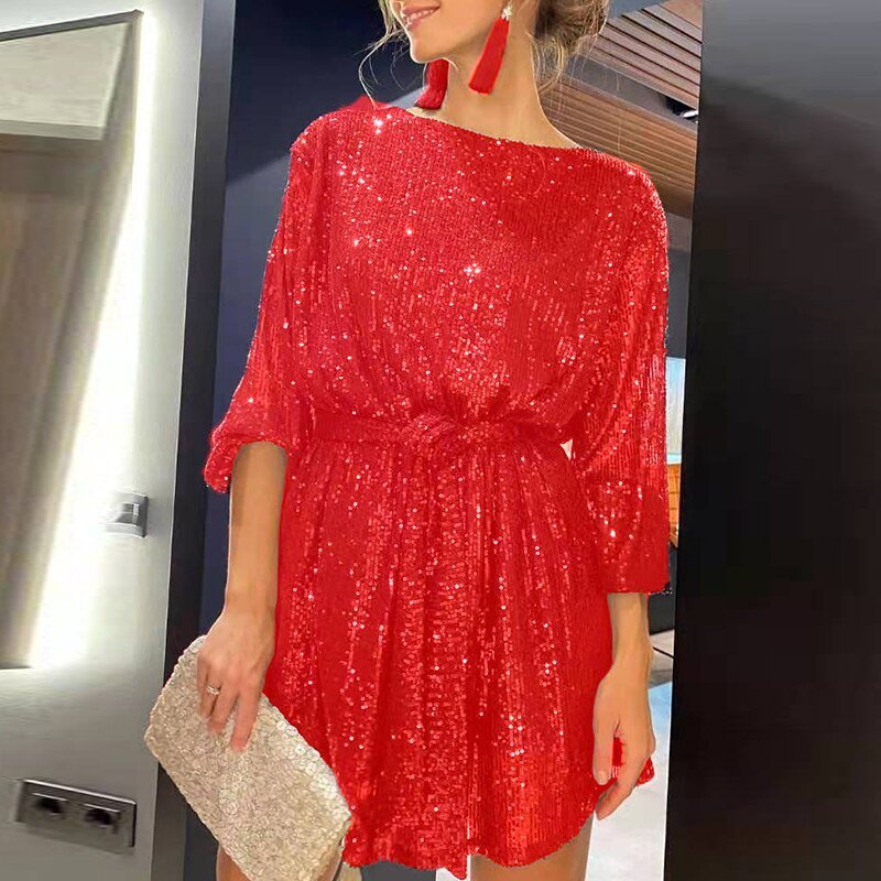 Glitzerndes Heidi -Mini Festkleid Für Feste