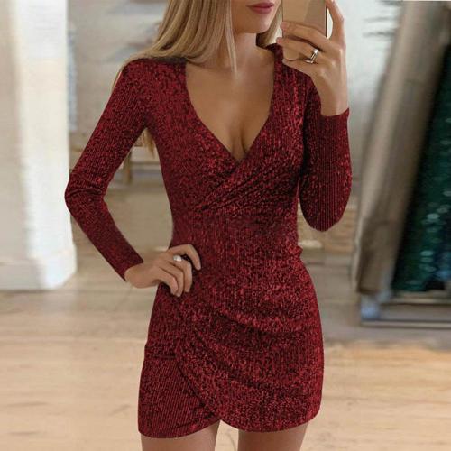 Schimmerndes Heidi -Glitter Wickel Mini Partykleid